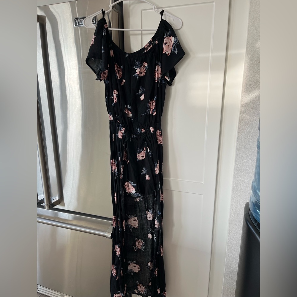 Strapless floral dress romper